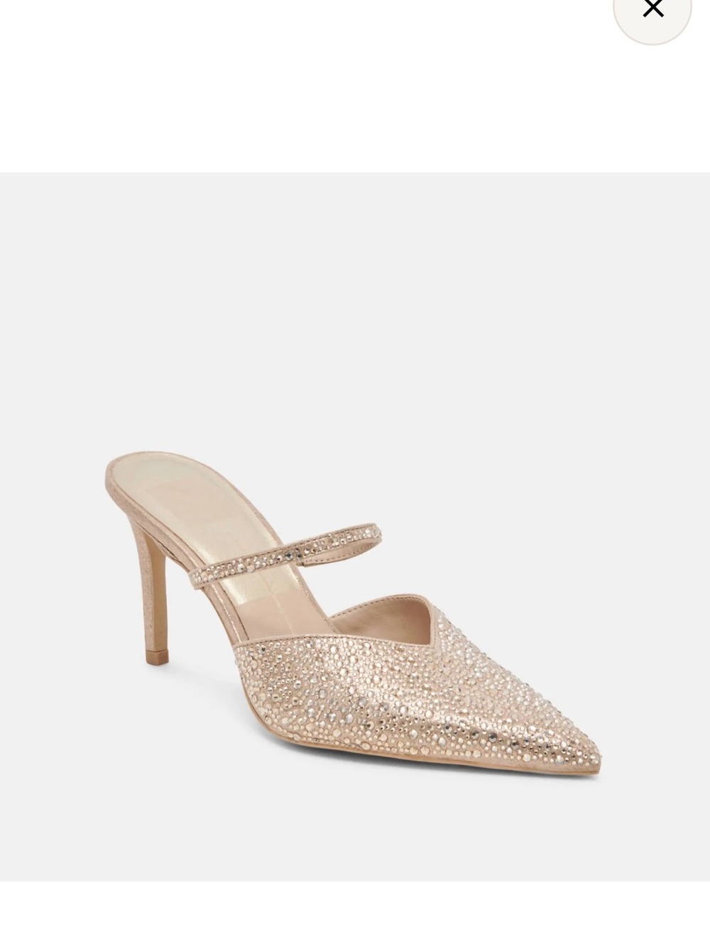 Sparkle Pointed-Toe Mule in Rose Gold